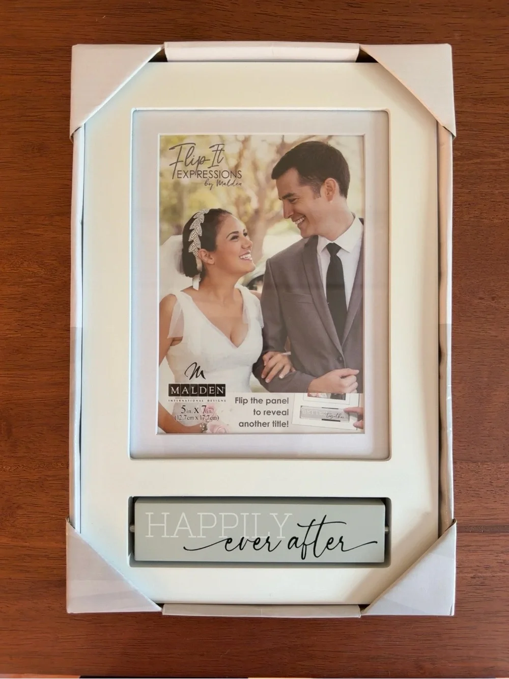 NIB Malden Flip It Expressions 5x7 Wedding Picture Frame Happily Ever After Reve